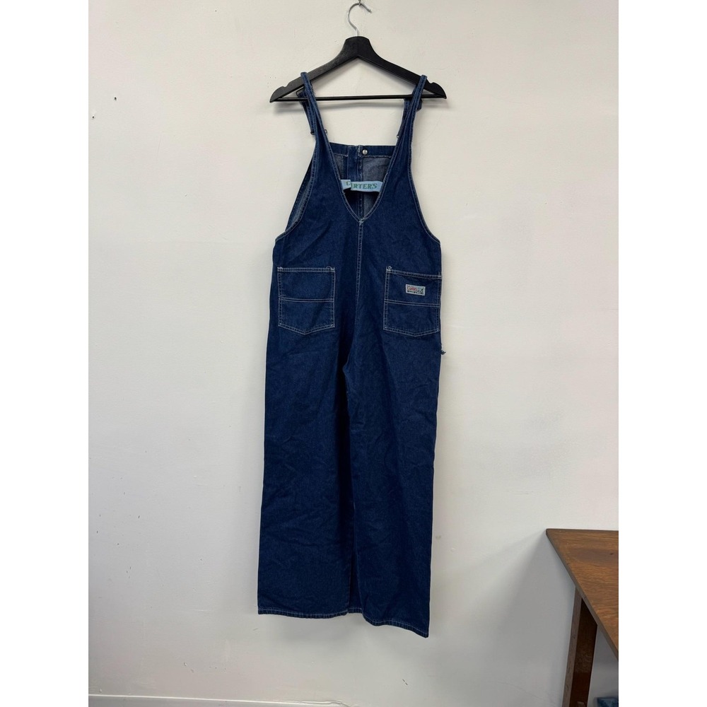 Vintage Carters‎ Watch The Wear Overalls Mens Medium Denim Bib Wide Leg 80s - Picture 2 of 10